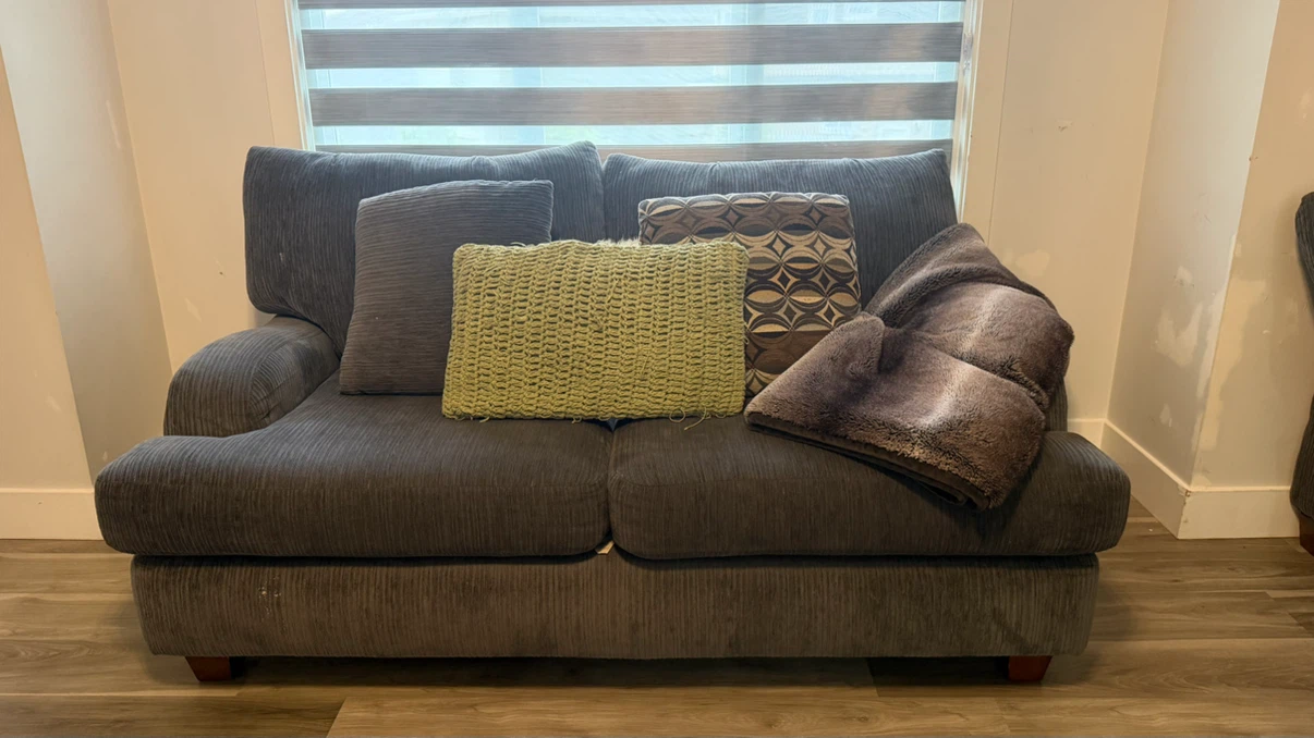 Dark Grey Corduroy Loveseat and Sofa Set - photo 2