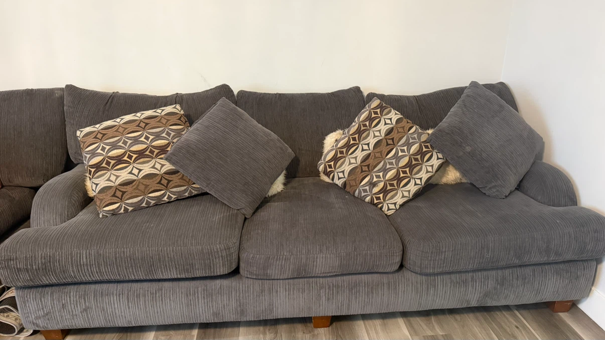Dark Grey Corduroy Loveseat and Sofa Set - photo 4