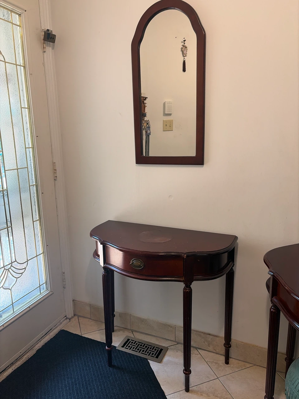 Arched Wood Framed Mirror and Console Table Set
