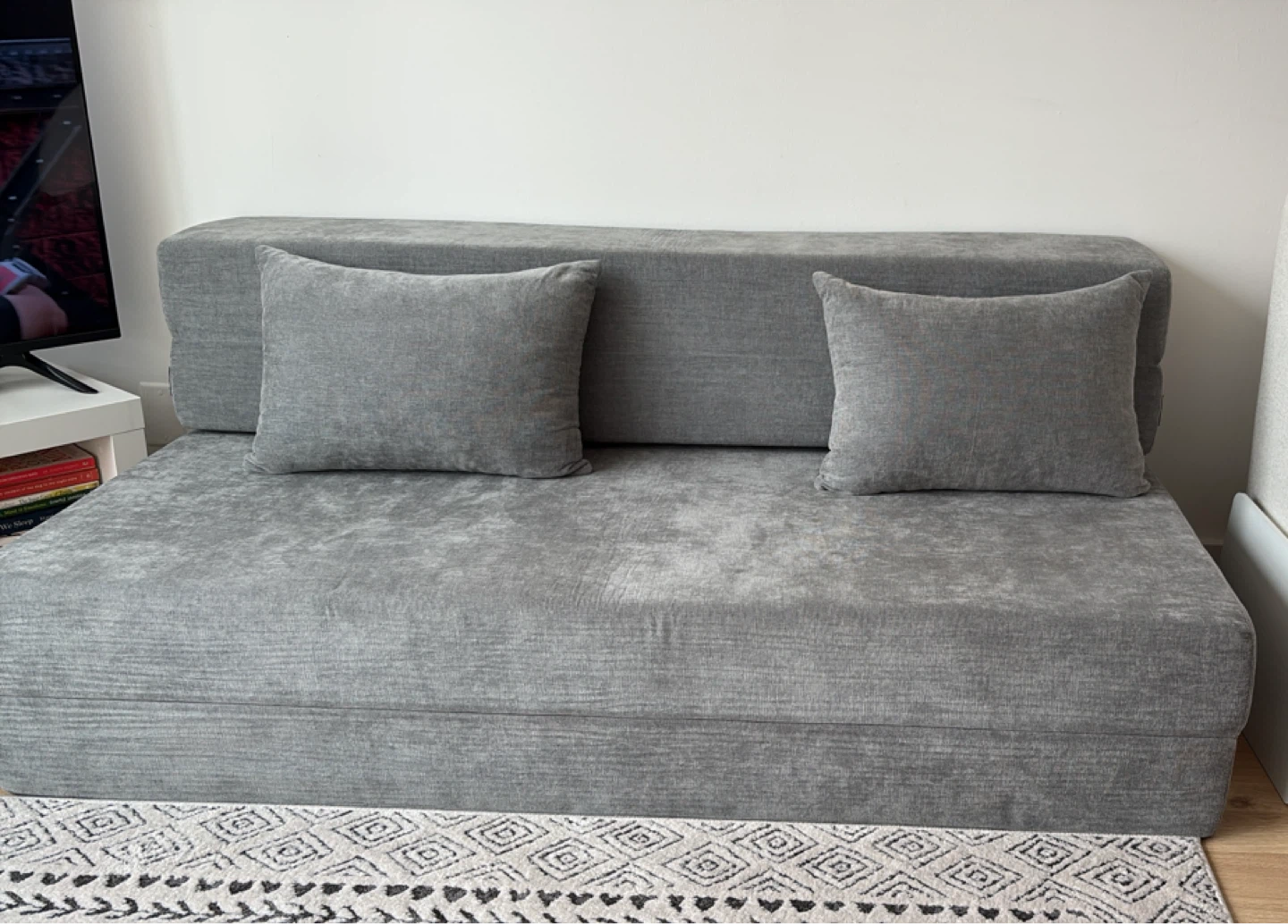 Moving out sale-Gray Sofa Bed with Two Pillows - photo 2