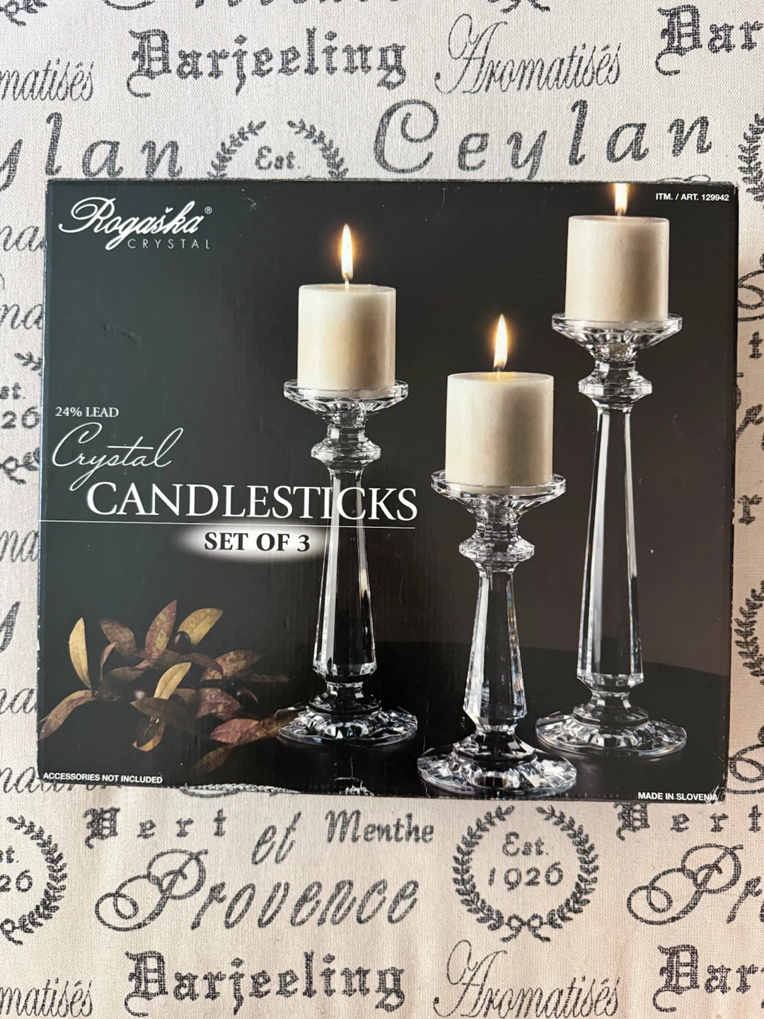BNIB Rogaska Crystal Candlesticks Set of 3