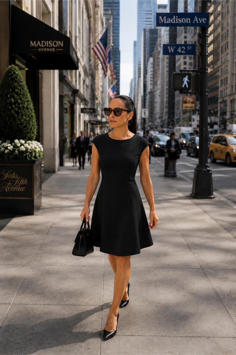Calvin Klein Black Cap Sleeve Sheath Dress