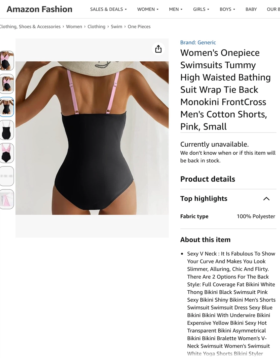 Women's Pink and Black Two-Tone One-Piece Swimsuit - photo 2