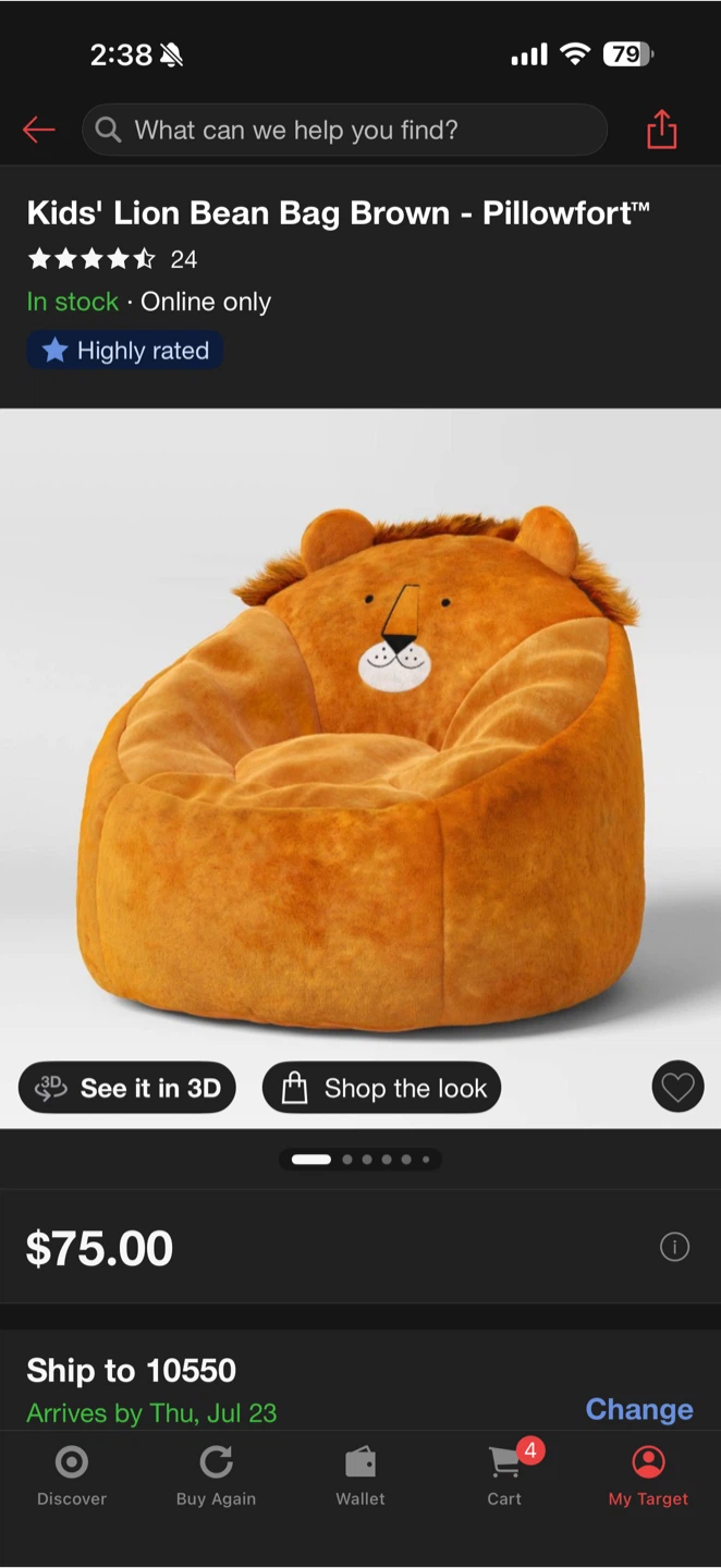 Pillowfort Kids Bean Bag Chairs - Lion and Dinosaur - photo 2
