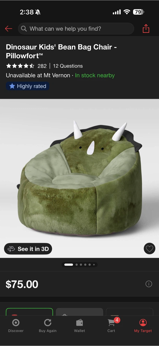 Pillowfort Kids Bean Bag Chairs - Lion and Dinosaur - photo 3