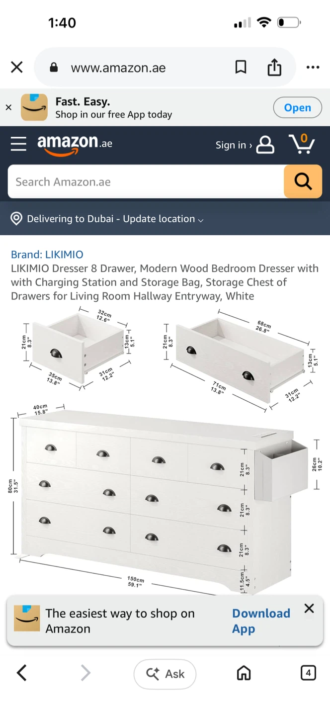 LIKIMIO 8 Drawer Dresser - White