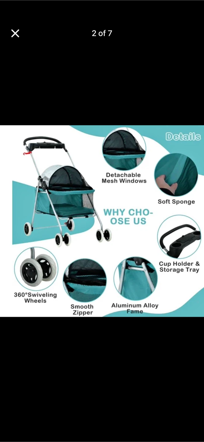NiamVelo Dog Stroller Folding Pet Cat Stroller - photo 2