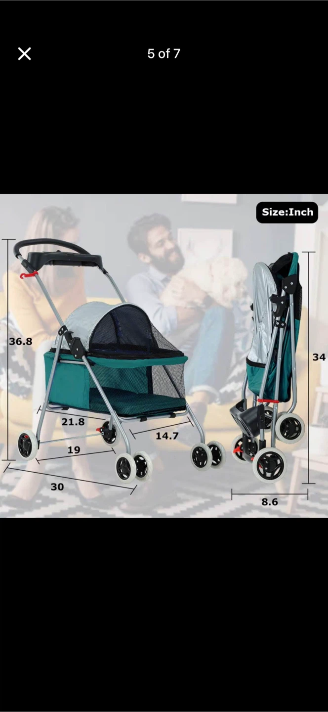NiamVelo Dog Stroller Folding Pet Cat Stroller - photo 3
