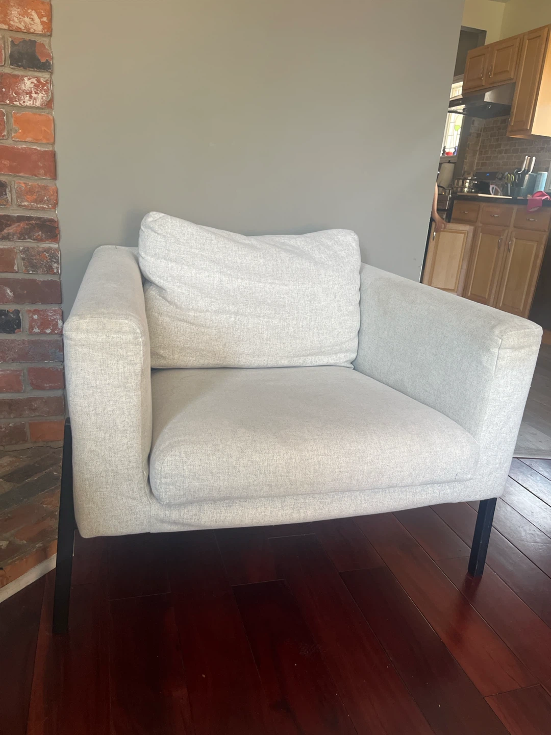 Cream Armchair with Accent Pillow