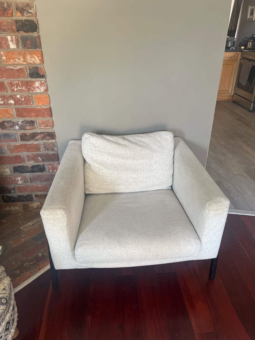 Cream Armchair with Accent Pillow - photo 2