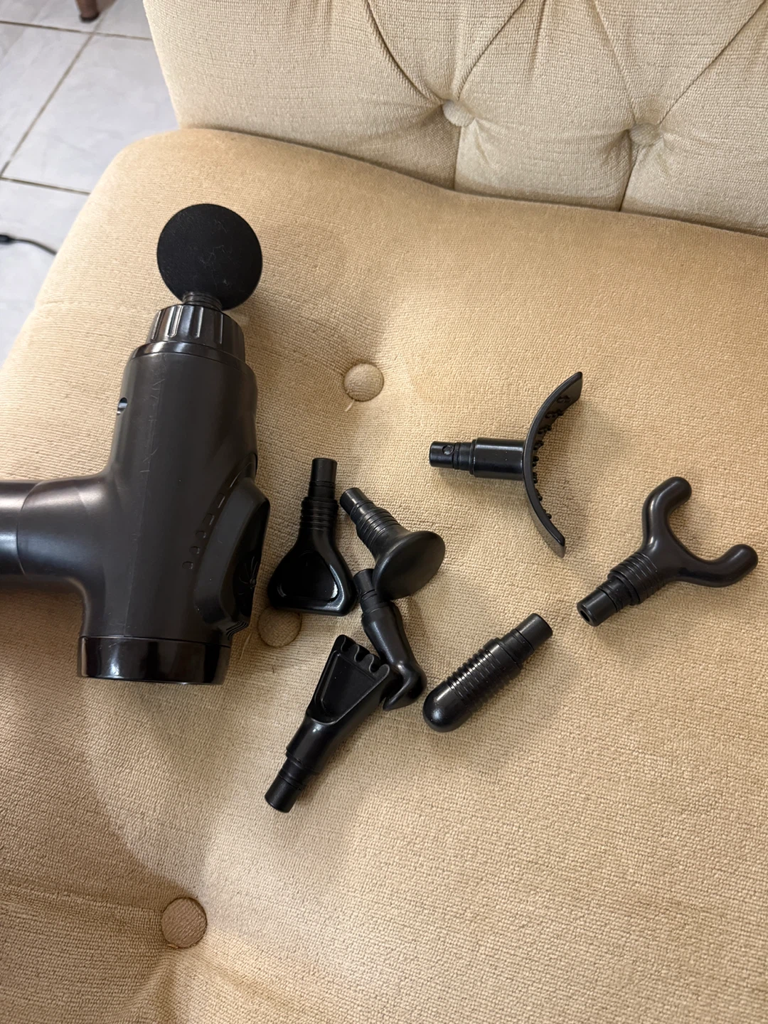 Black Percussion Massage Gun with Attachments