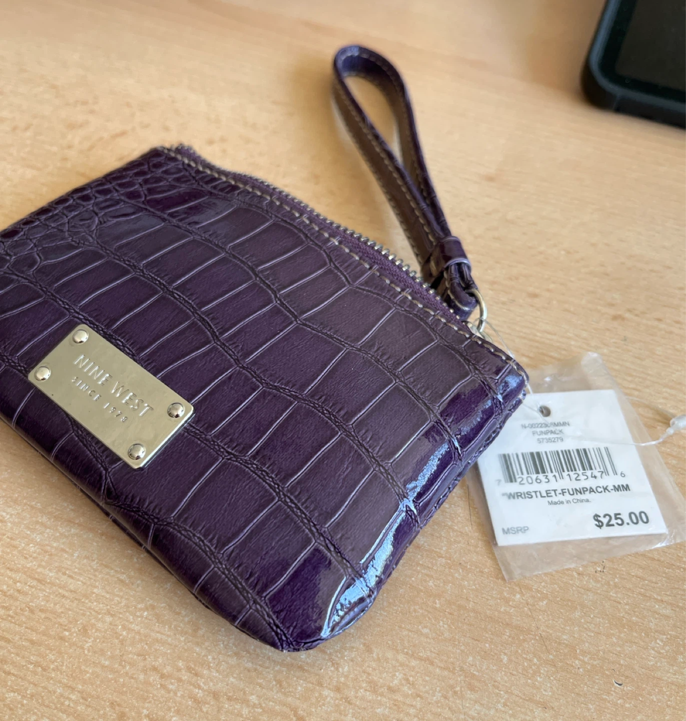 Nine West Purple Crocodile Wristlet