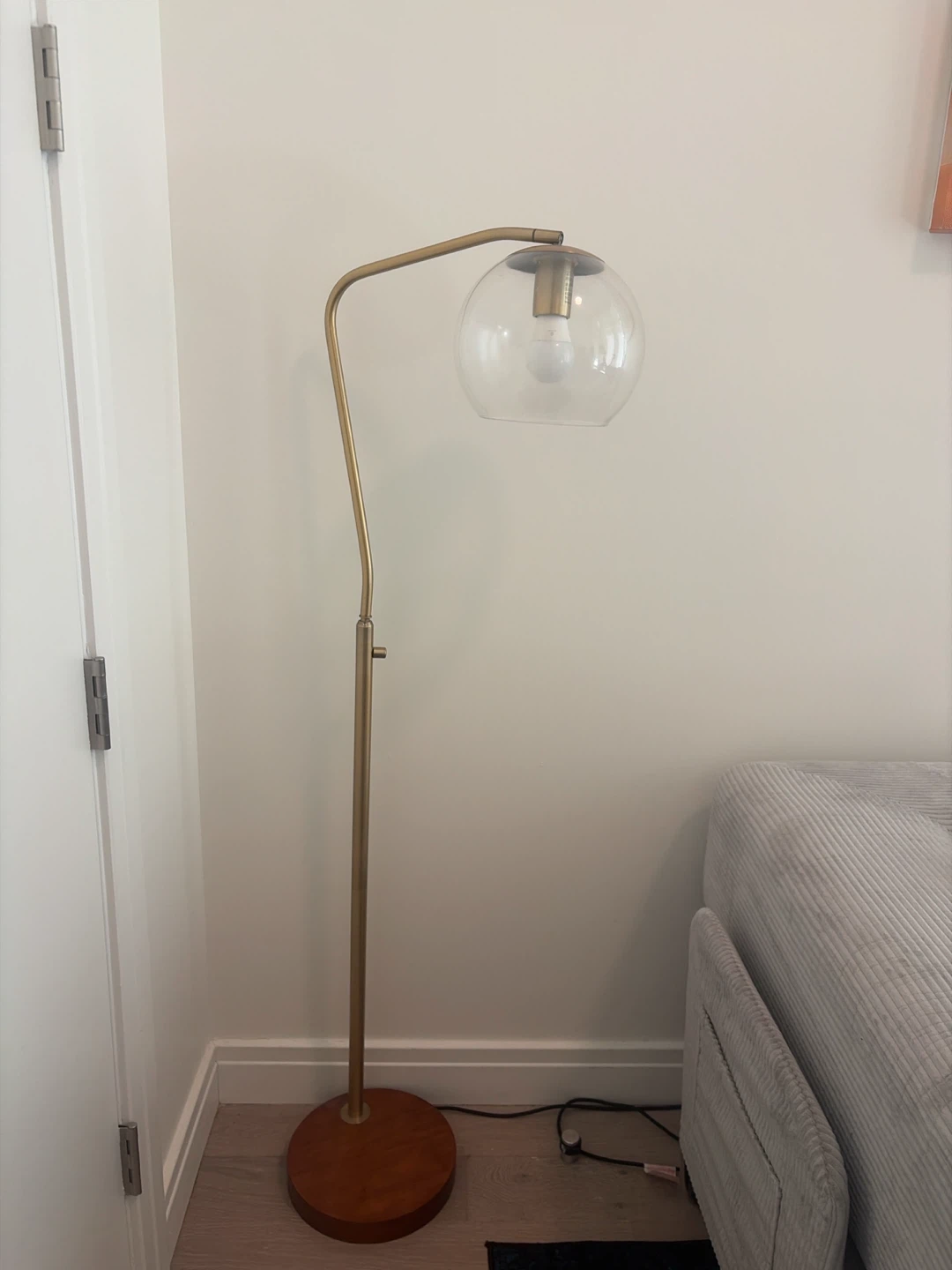 Grey Corduroy Sofa, Peloton bike+, art, rug nightstand - photo 2
