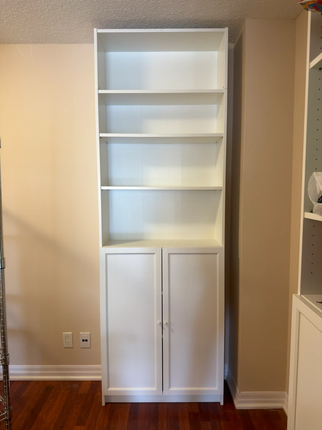 White Tall Bookshelf with Cabinet