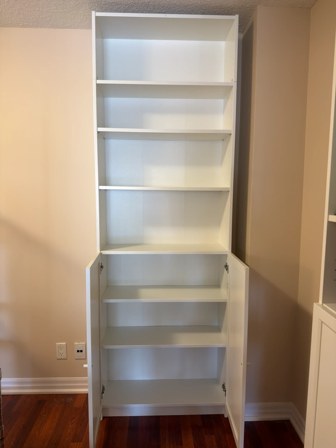 White Tall Bookshelf with Cabinet - photo 2