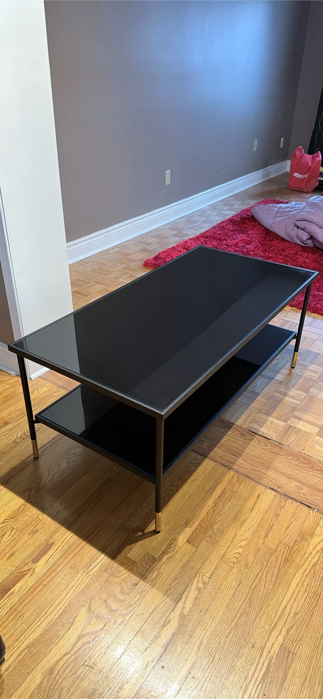 Moving sale !! Must sale !! Black Glass Coffee Table with Shelf