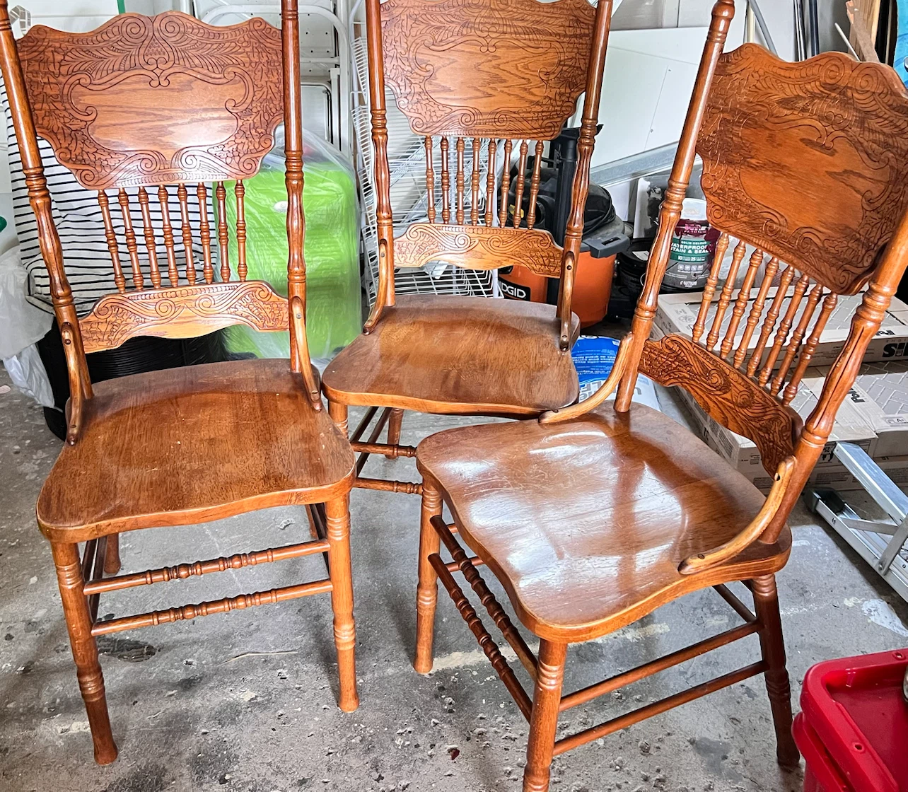 Antique Wooden Dining Chairs (Set of 3)