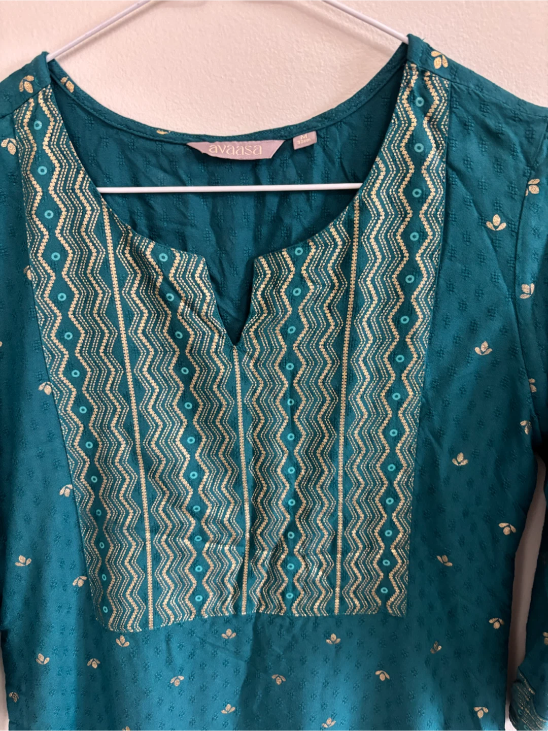 Avaasa Teal and mustard Embroidered Kurti - photo 2