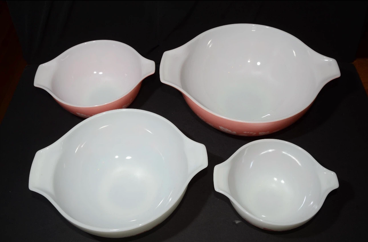 Vintage Pyrex Pink Gooseberry Cinderella Bowls - photo 2