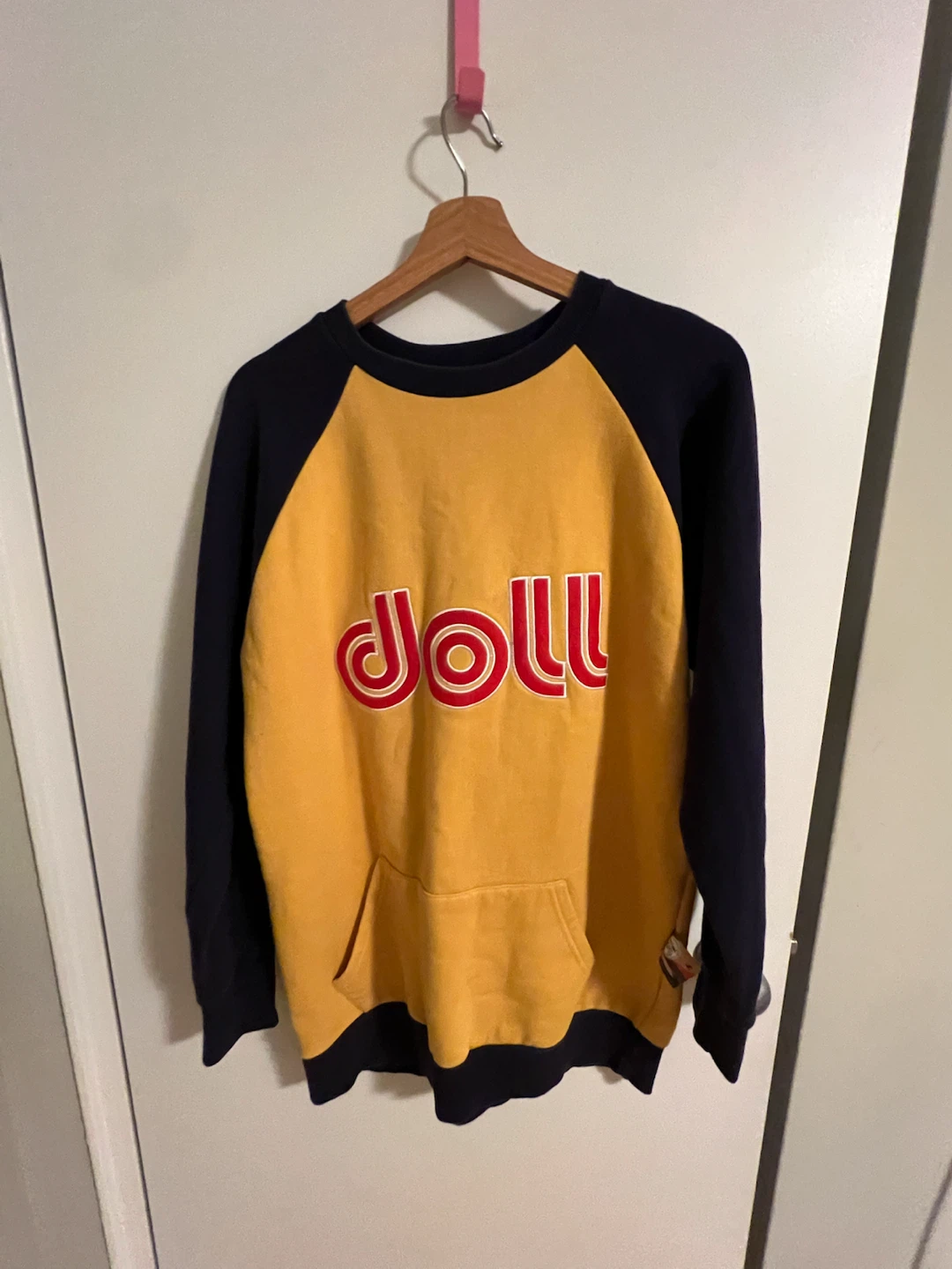Dollhouse Culture Yellow & Navy Raglan Sweatshirt - photo 2