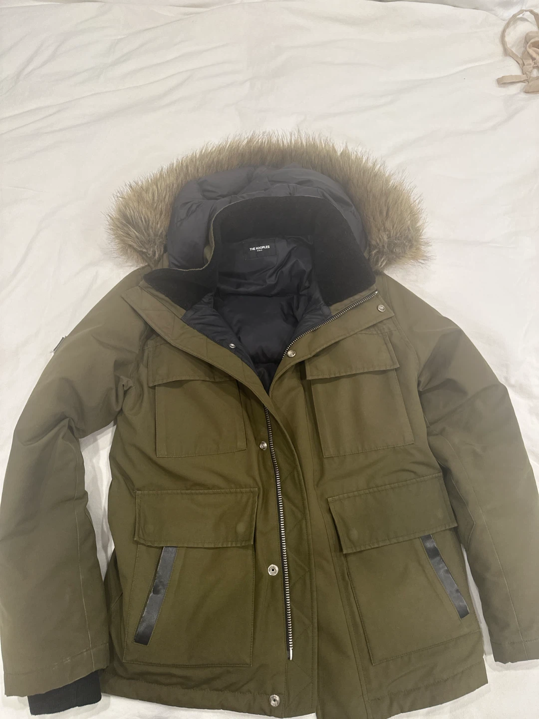 The Kooples Green Parka Jacket with Fur Hood - photo 2