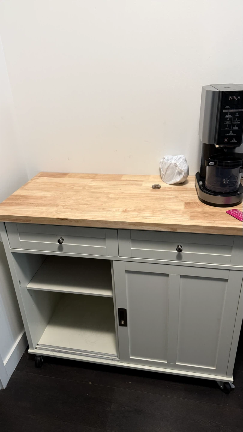Grey Kitchen Island with Butcher Block Top - photo 2