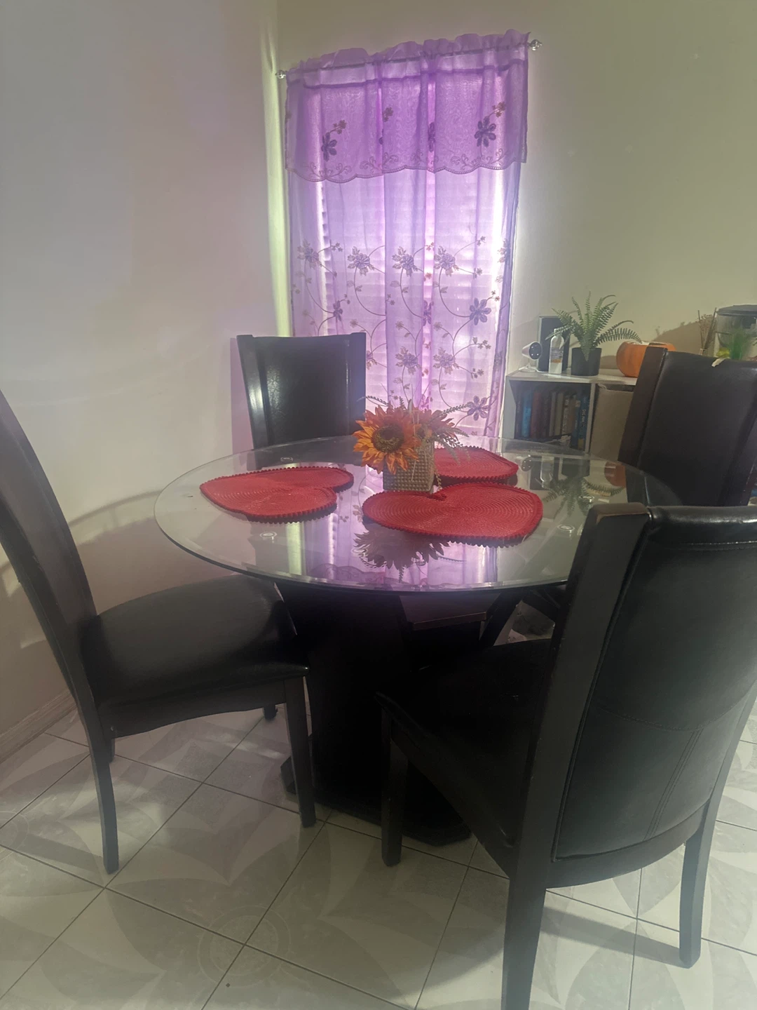 Glass Top Dining Table with 4 Chairs