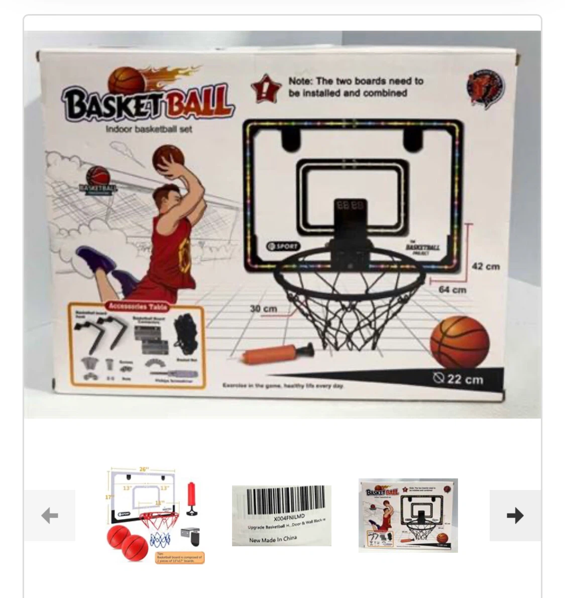 Indoor Basketball Set with 2 Balls and Pump - photo 2