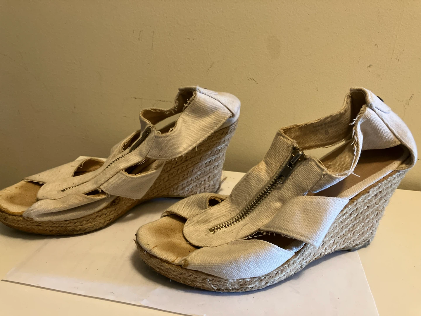 White Canvas Espadrille Wedge Sandals - photo 2