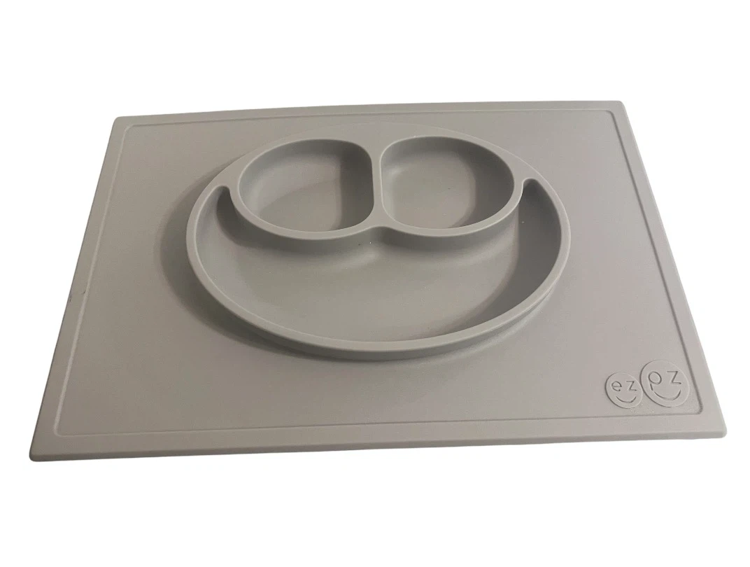 EZPZ Happy Mat Large Silicone Plate + Placemat – Grey