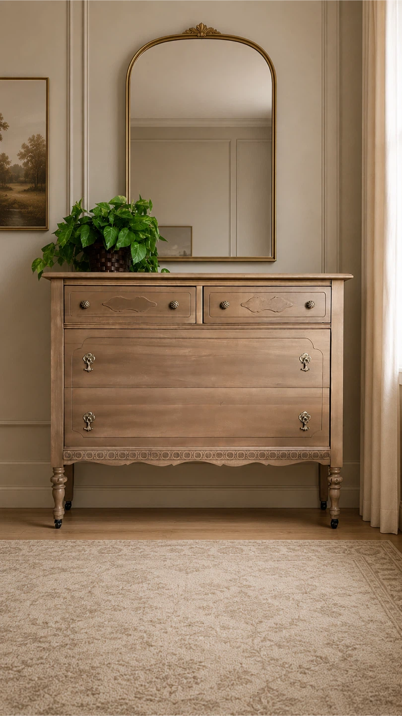 Refinished Vintage Solid Wood Dresser