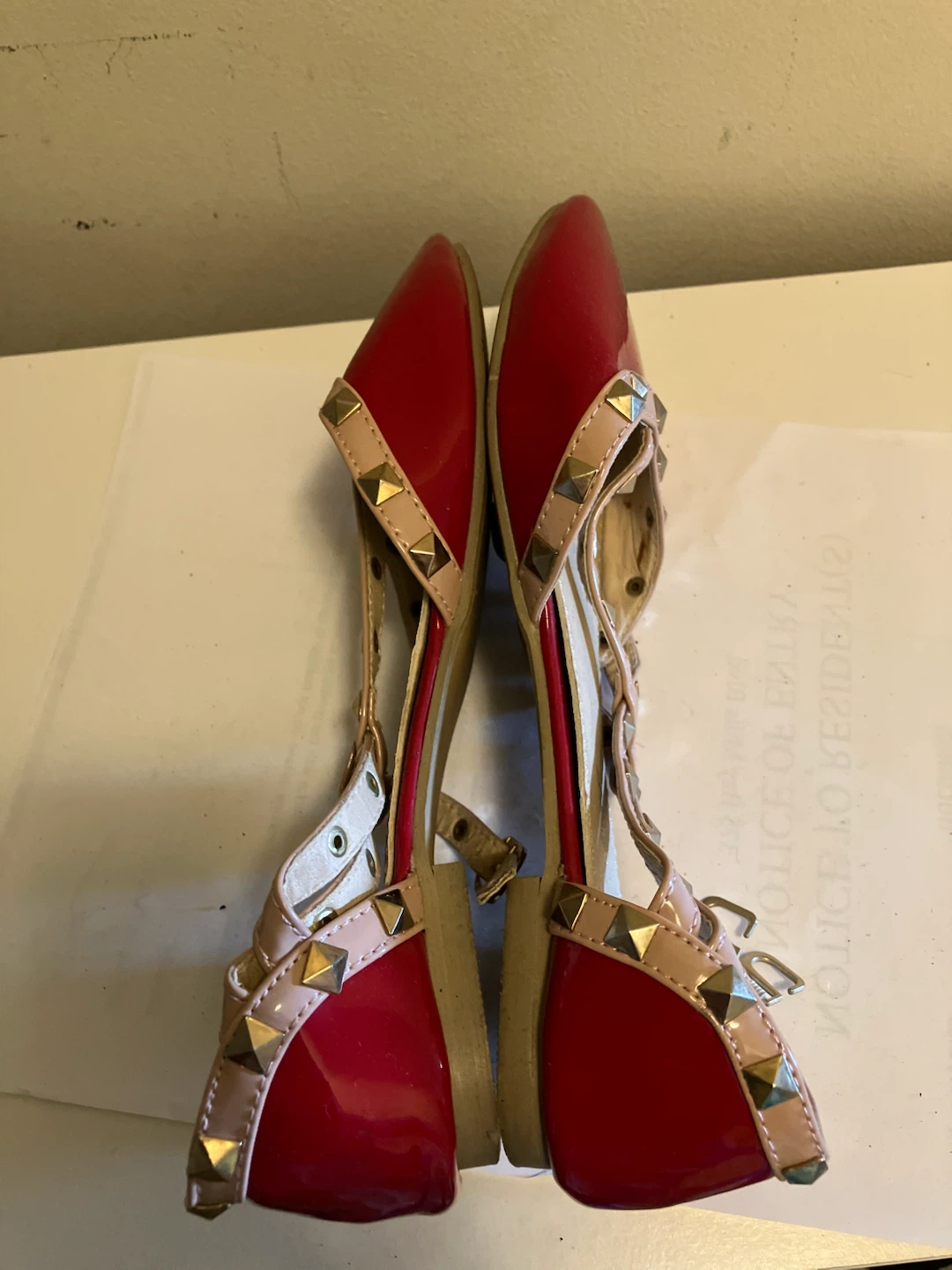 Red Studded Ballet Flats - photo 3