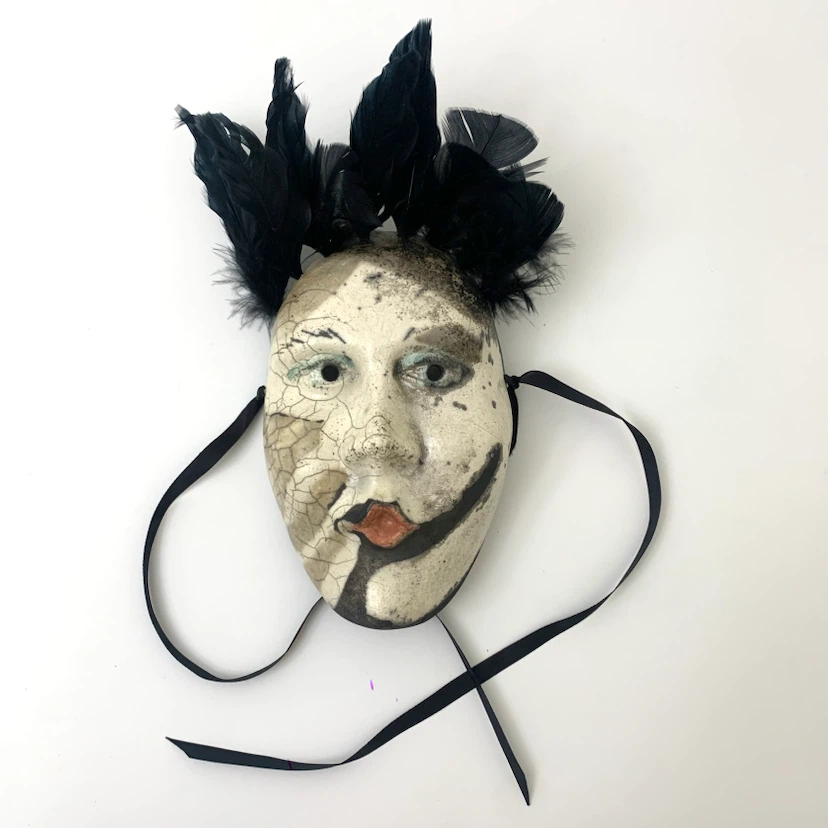 Decorative Ceramic Wall Mask Feather Art Unique Home Decor