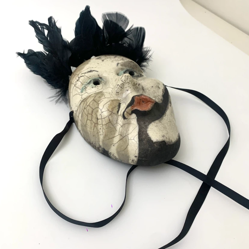 Decorative Ceramic Wall Mask Feather Art Unique Home Decor - photo 4