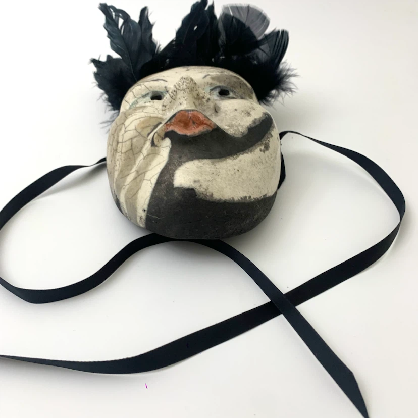 Decorative Ceramic Wall Mask Feather Art Unique Home Decor - photo 5