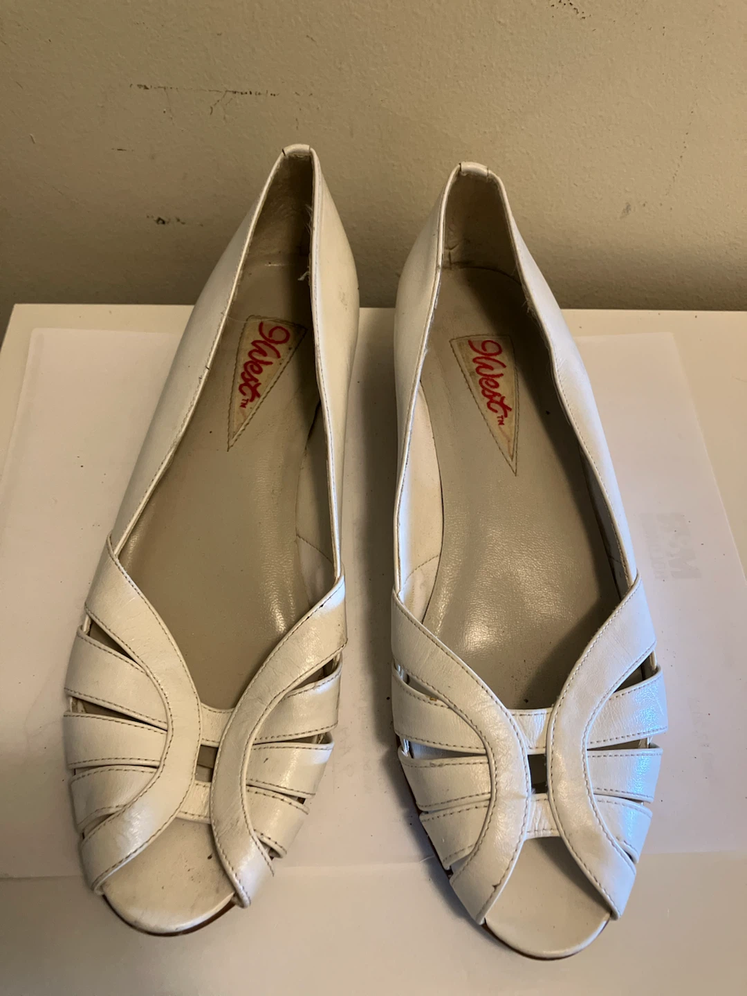 White Vionic Peep Toe Wedge Heels