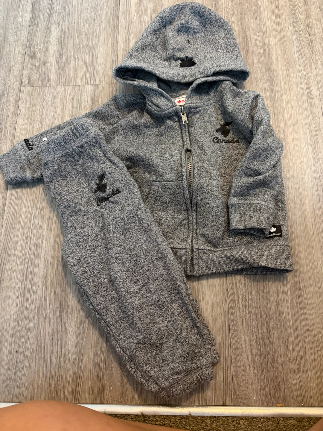 Baby Boy Canadiana Grey Hoodie and Pants Set