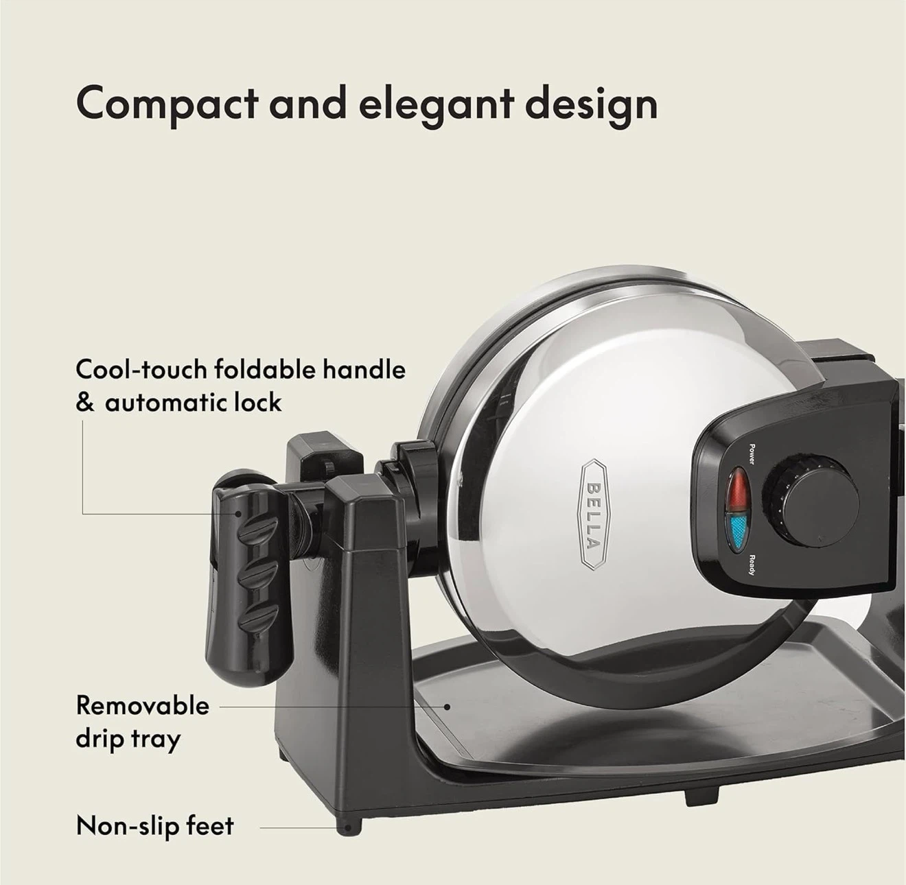 bella Classic Rotating Belgian Waffle Maker with Nonstick - photo 4
