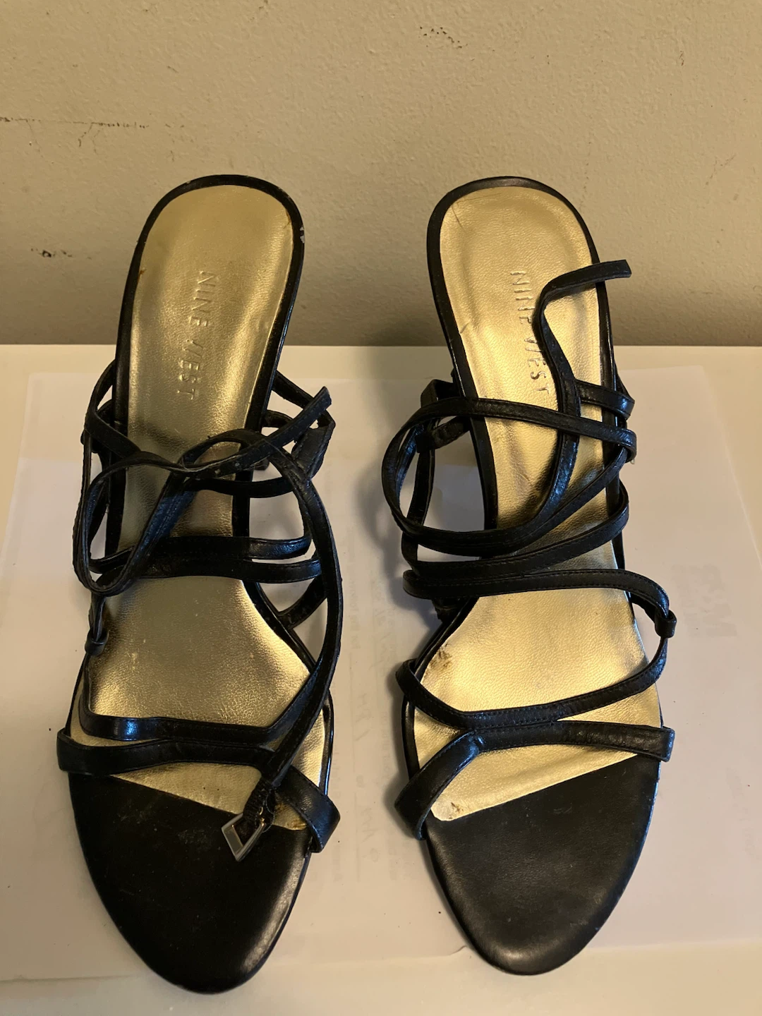Nine West Black Strappy Heeled Sandals