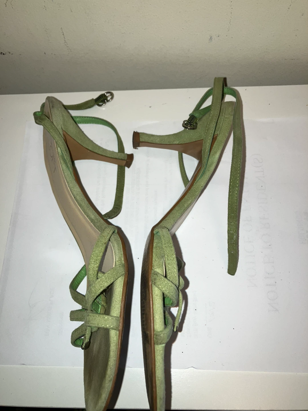 LOFT Ann Taylor Green Suede Strappy Heels - photo 2