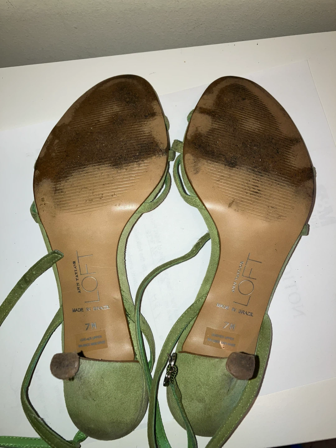 LOFT Ann Taylor Green Suede Strappy Heels - photo 3