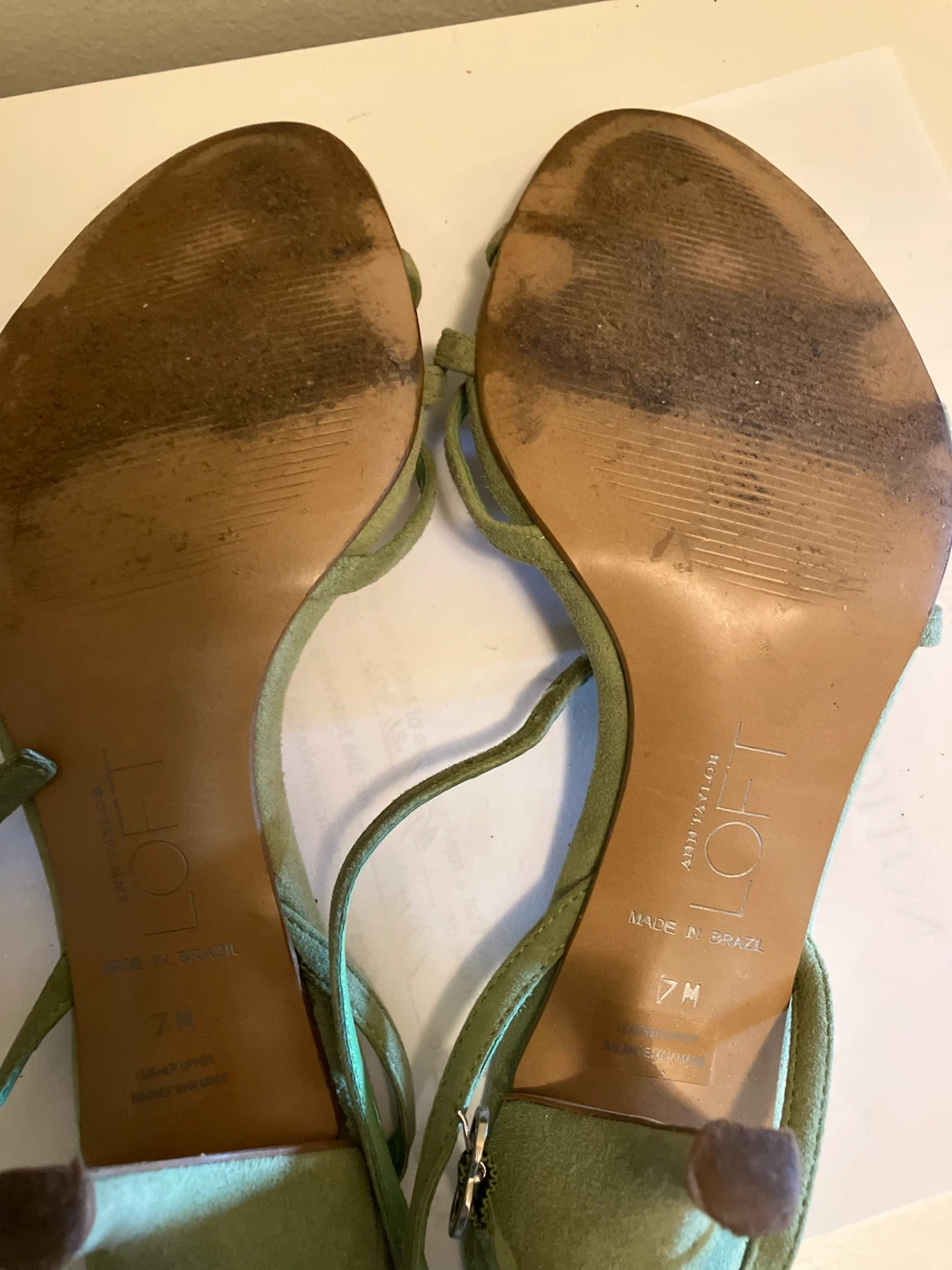 LOFT Ann Taylor Green Suede Strappy Heels - photo 5