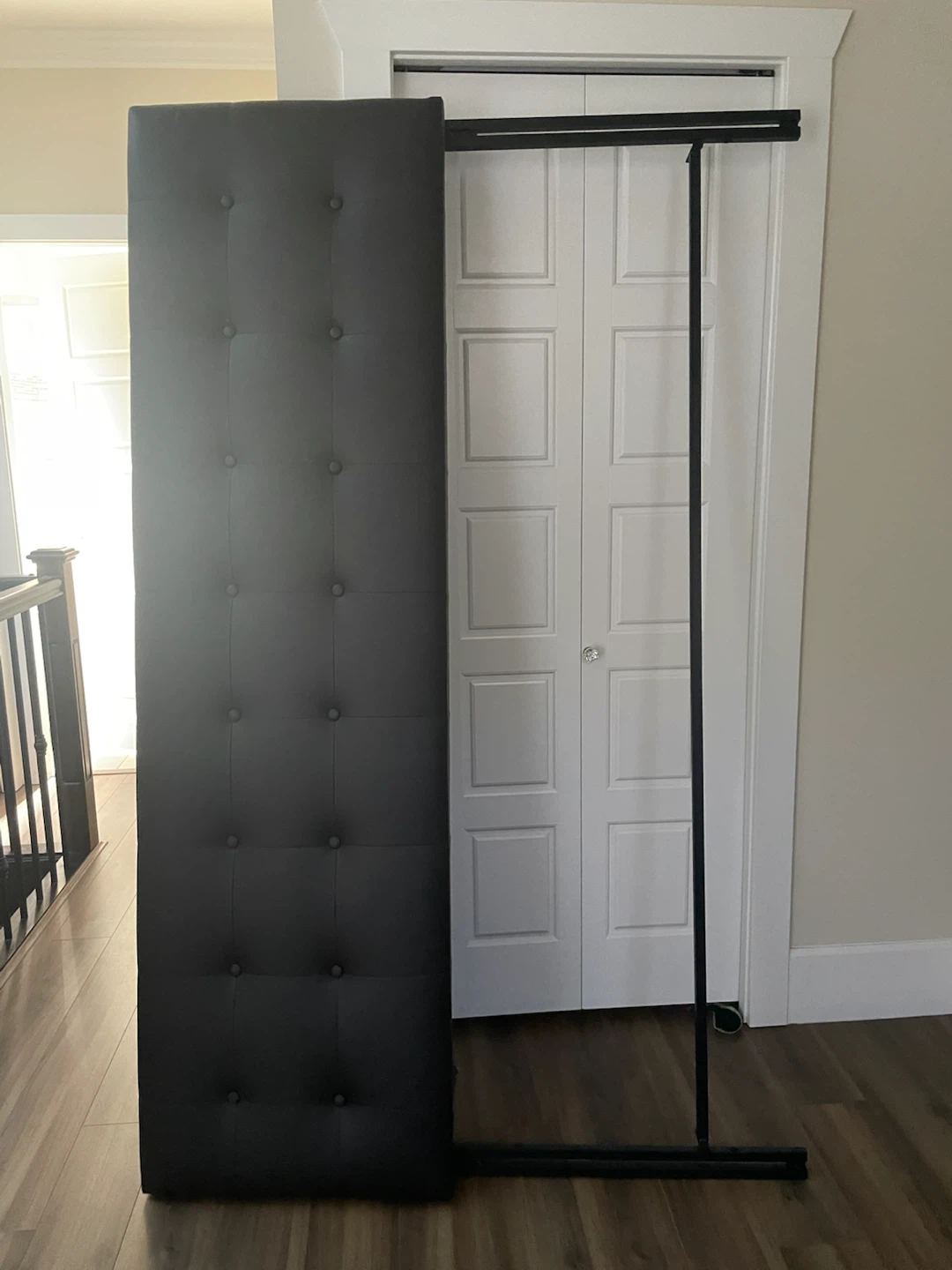 King size black leather head board w/ box spring