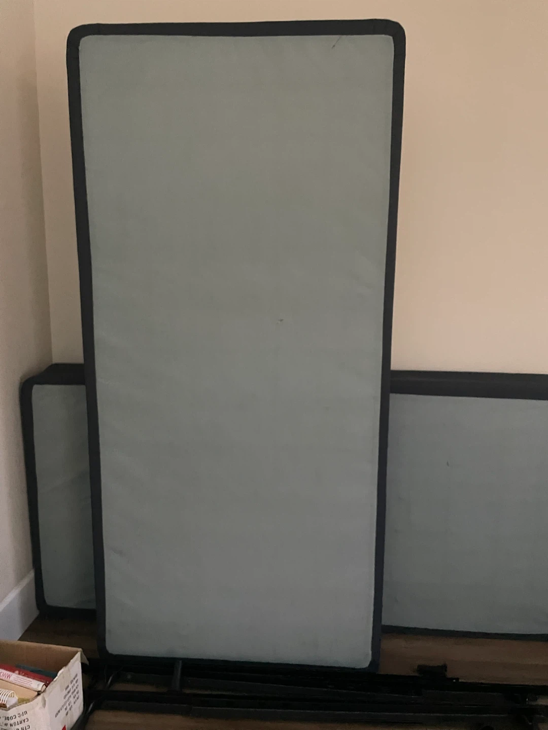 King size black leather head board w/ box spring - photo 3