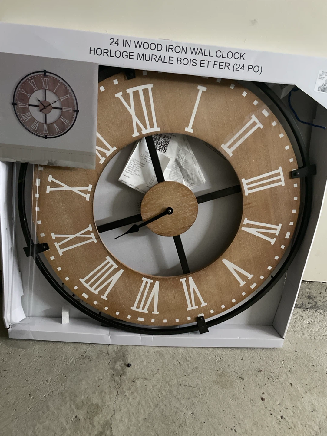24 Inch Wood and Iron Wall Clock