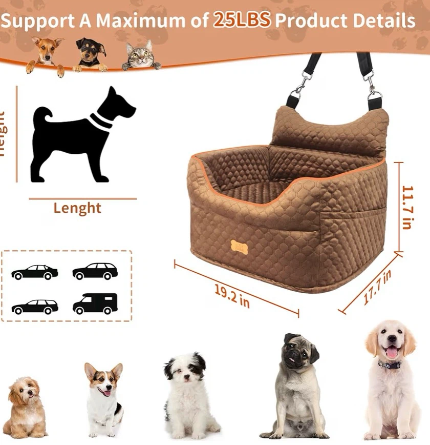 [$10] Dog Car Seat (Memory Foam | Washable | up to 25 lbs)) - photo 3