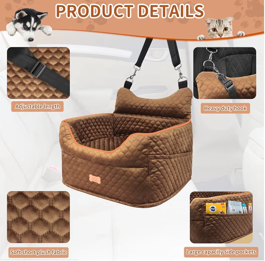 [$10] Dog Car Seat (Memory Foam | Washable | up to 25 lbs)) - photo 4