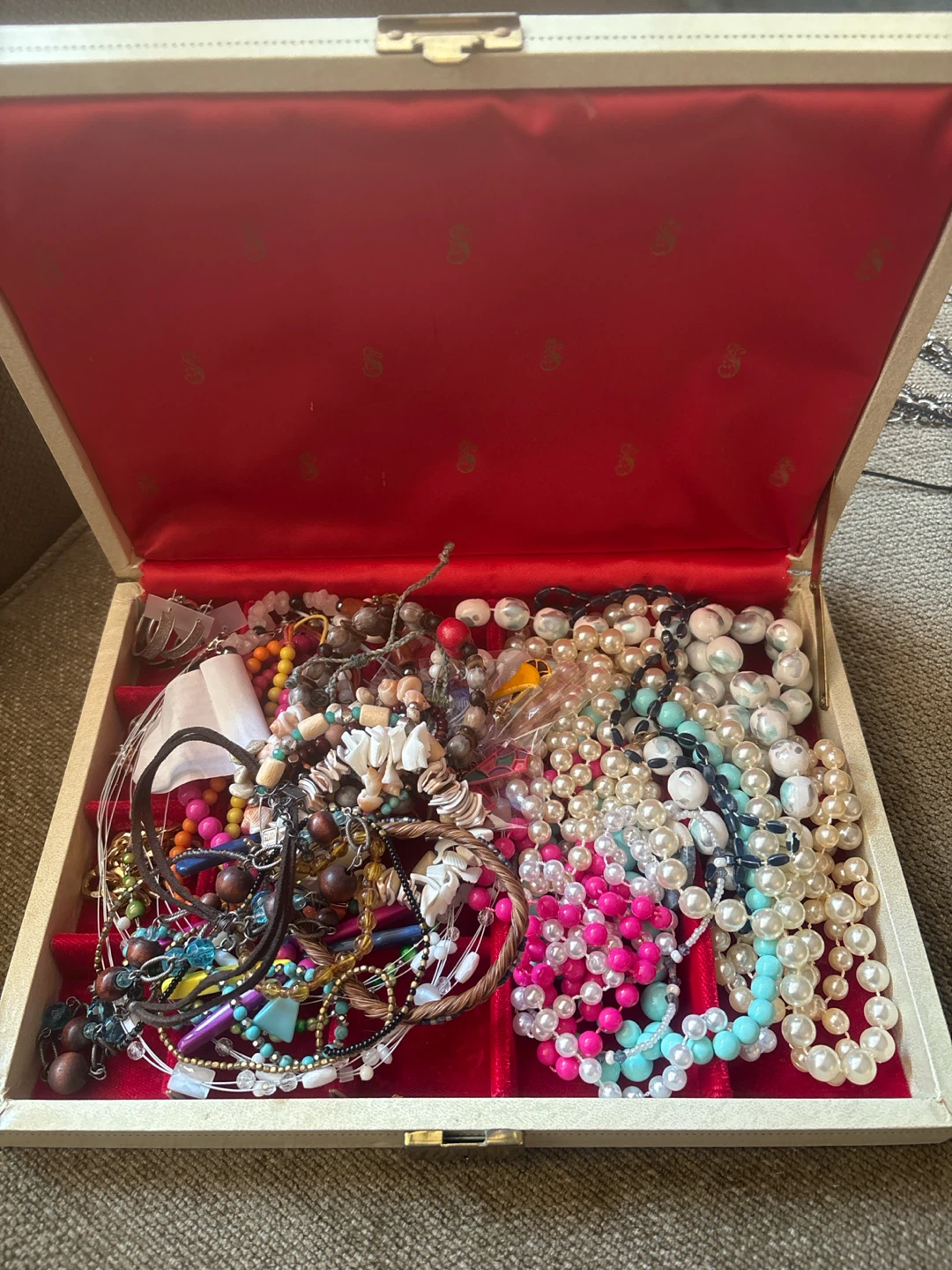 Assorted Costume Jewellery Collection in Jewellery Box
