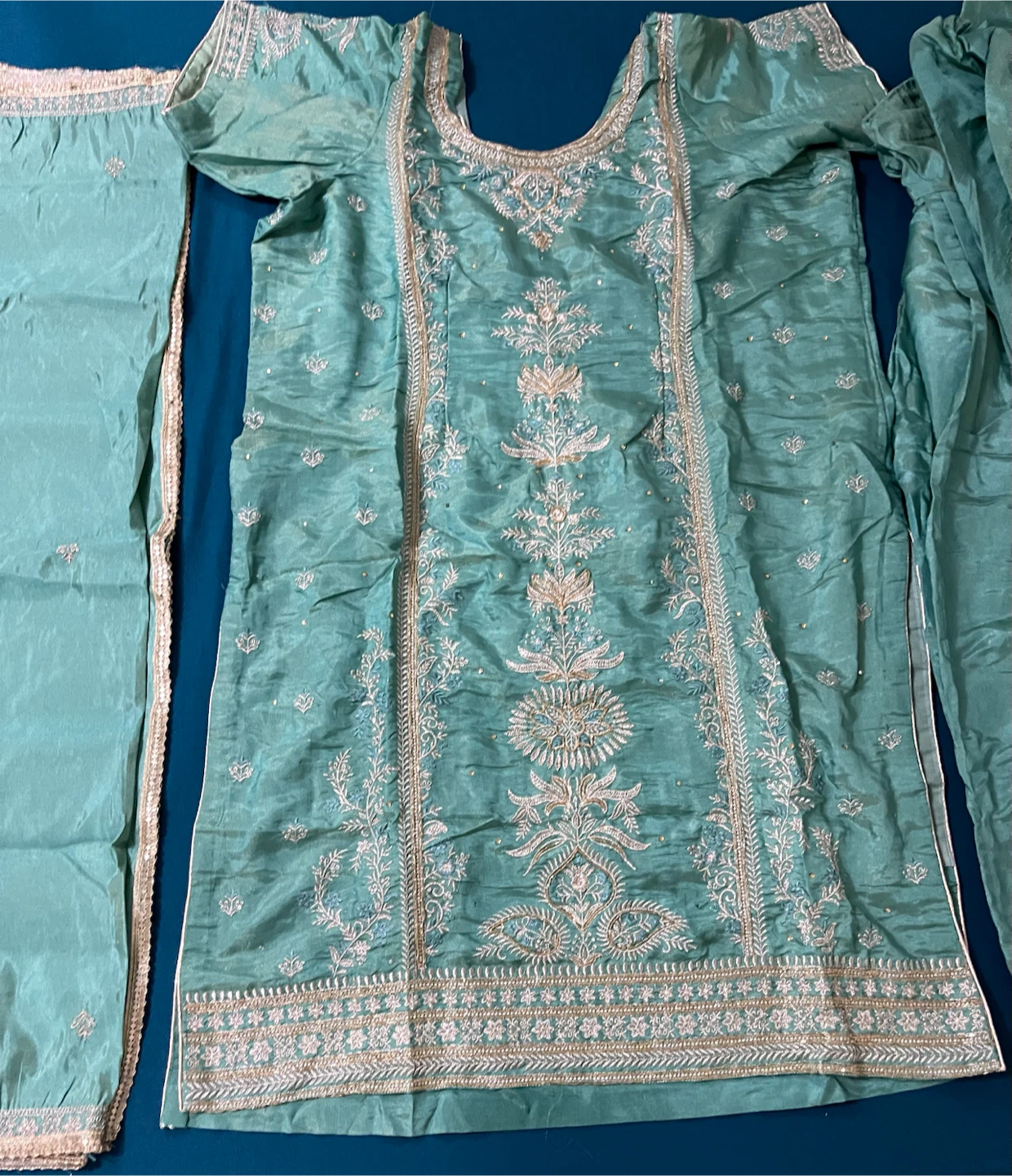 Teal  Embroidered Salwar Kameez