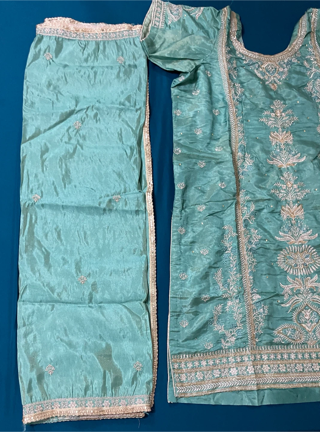 Teal  Embroidered Salwar Kameez - photo 2